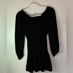 Black Mini Dres, with opening in the front, long sleeve, shoulders free, Size M